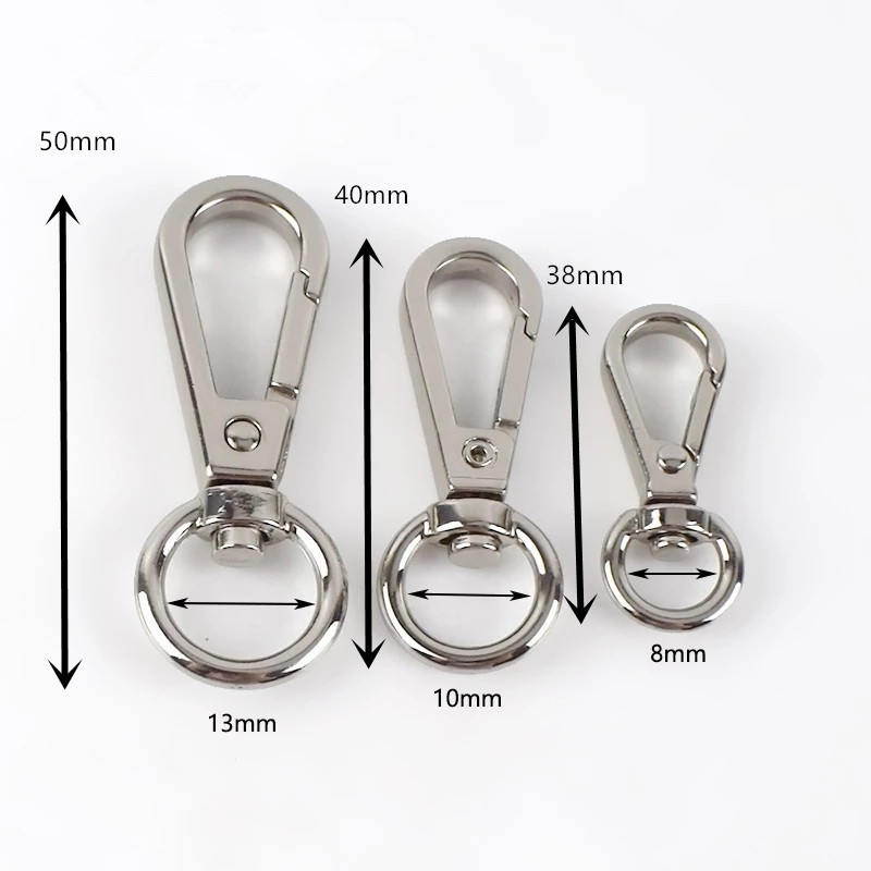 F4-1 8/10/13mm Handbag Hardware Bag Accessories trigger Keychain Snap Buckle For Bag Metal Bag Strap Lobster Clasp Swivel Hook