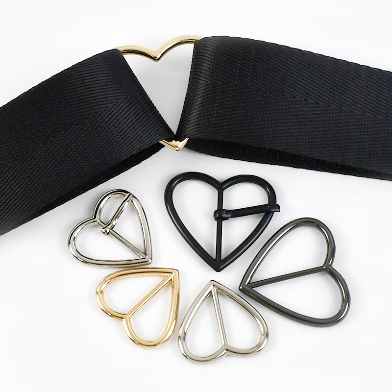 Deepeel BF919 20-40mm Luggage Hardware Accessories Bag Strap Pin Buckle Decoration Heart-Shaped Alloy Tri-Glide Buckles