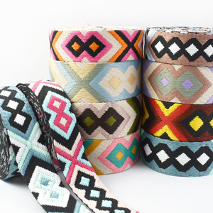 Deepeel RD059 3.8/5cm Garment Accessories Colorful Ethnic Style Jacquard Shoulder Strap Webbing