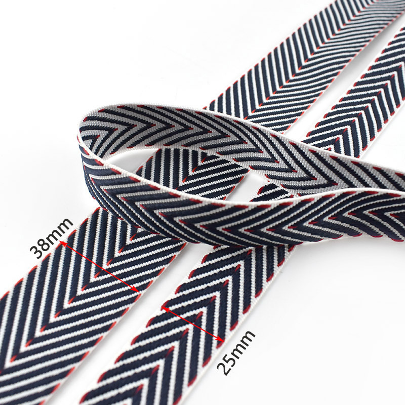 Deepeel RD040 2.5/3/4CM Webbing Garment Accessories 1 Inch Striped Webbing Embroidery Fabric  Wide Cotton Webbing