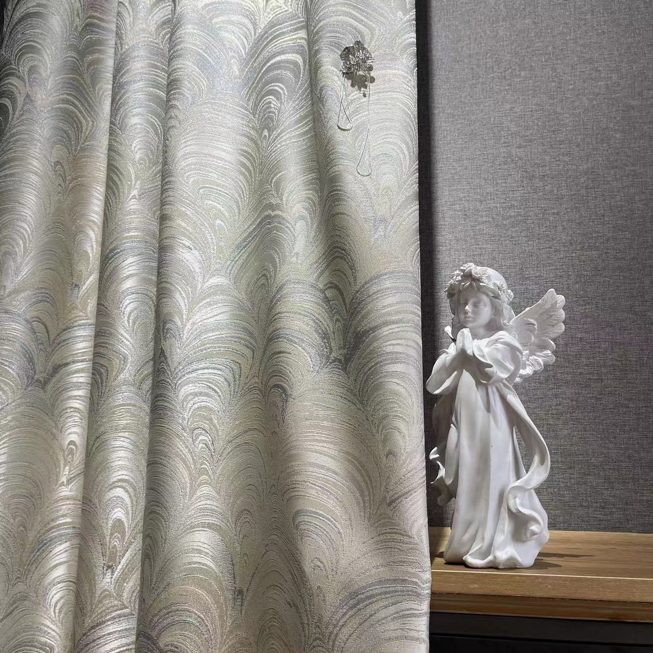 2023 Factory Direct Sales Light Luxury Beige Style Advanced Modern High Precision Jacquard Fabric For Curtains and Costumes