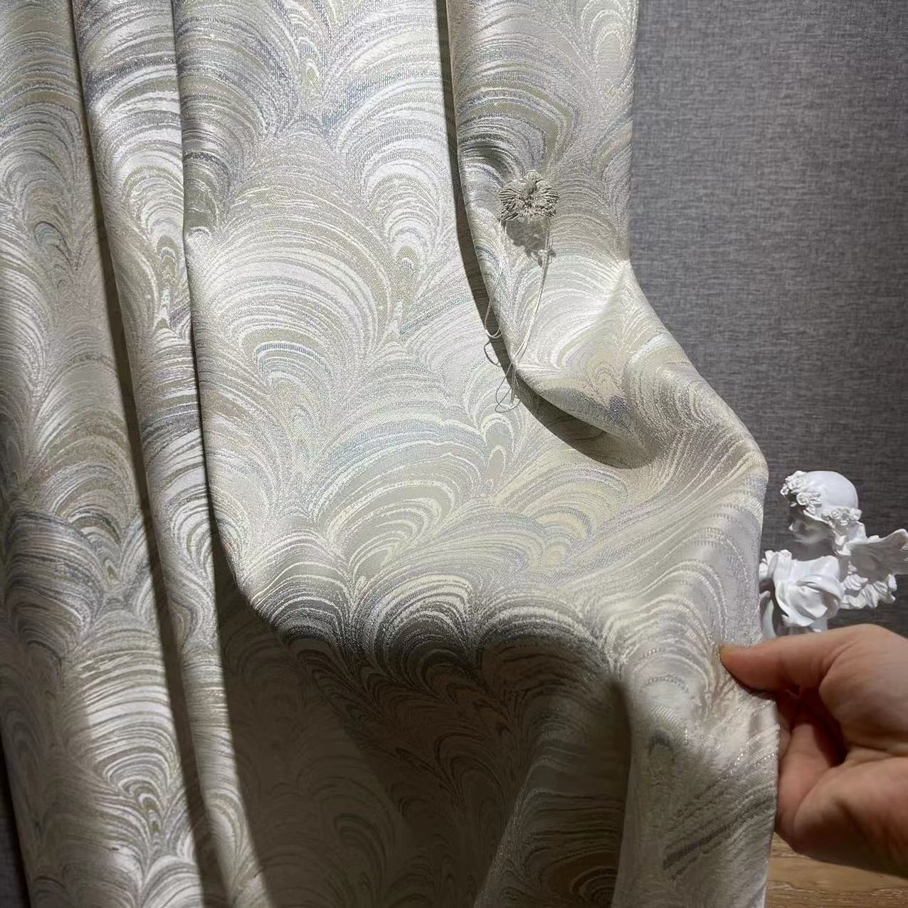 2023 Factory Direct Sales Light Luxury Beige Style Advanced Modern High Precision Jacquard Fabric For Curtains and Costumes