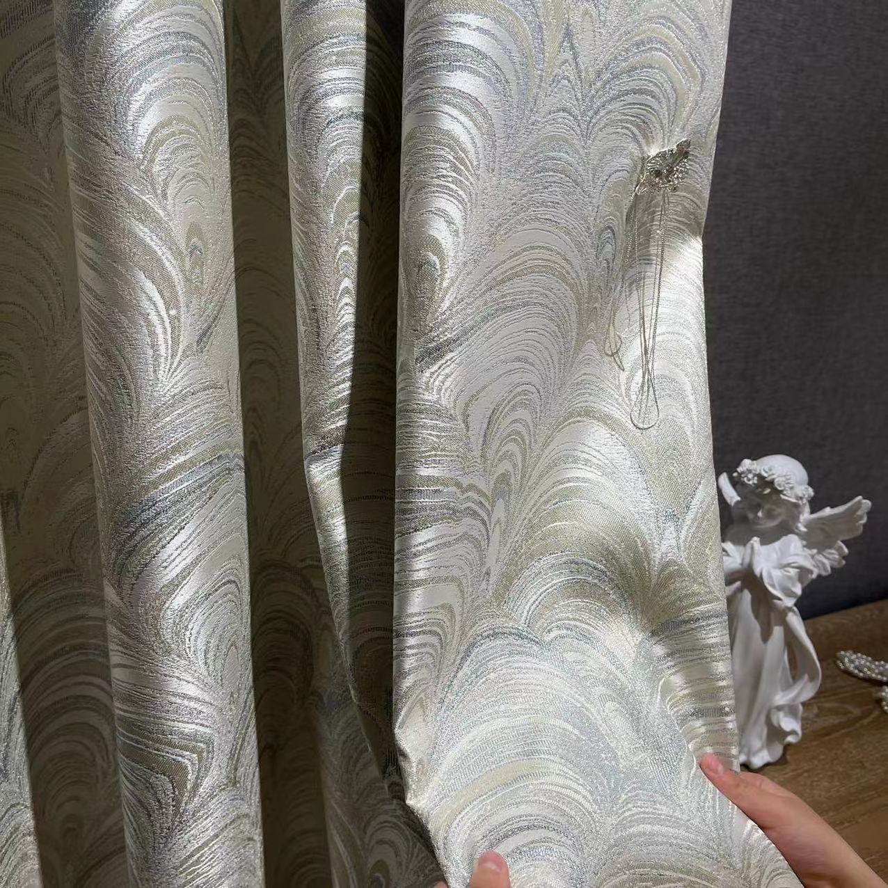 2023 Factory Direct Sales Light Luxury Beige Style Advanced Modern High Precision Jacquard Fabric For Curtains and Costumes