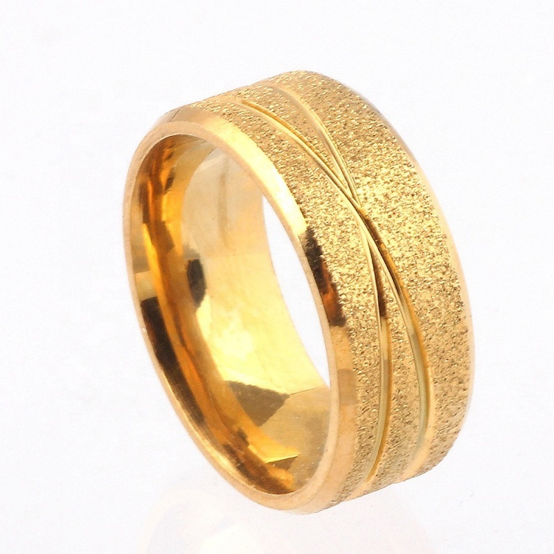 Wholesale Gold Dull Polish Stainless Steel Ring Fashion Jewelry rings for couple