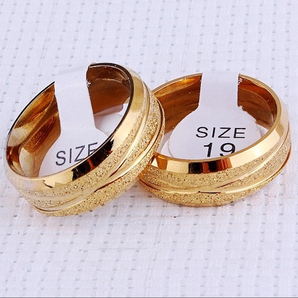 Wholesale Gold Dull Polish Stainless Steel Ring Fashion Jewelry rings for couple