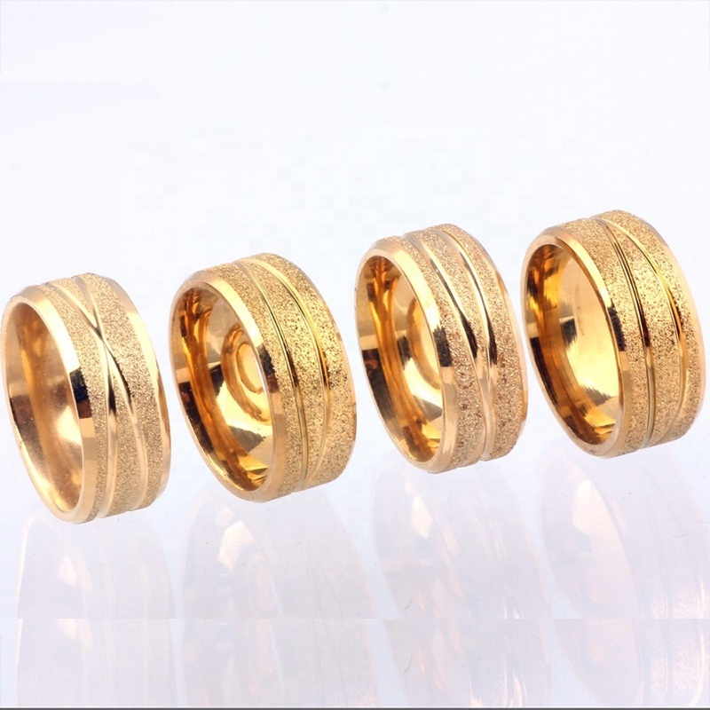 Wholesale Gold Dull Polish Stainless Steel Ring Fashion Jewelry rings for couple