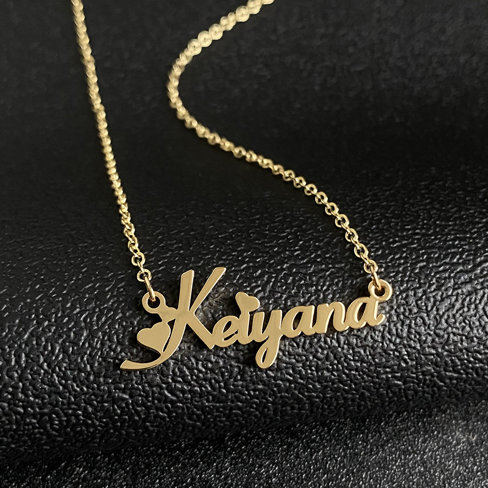 Customized Name Necklace Stainless Steel Letter Gold Choker Personalized Nameplate Necklace For Birthday Gift