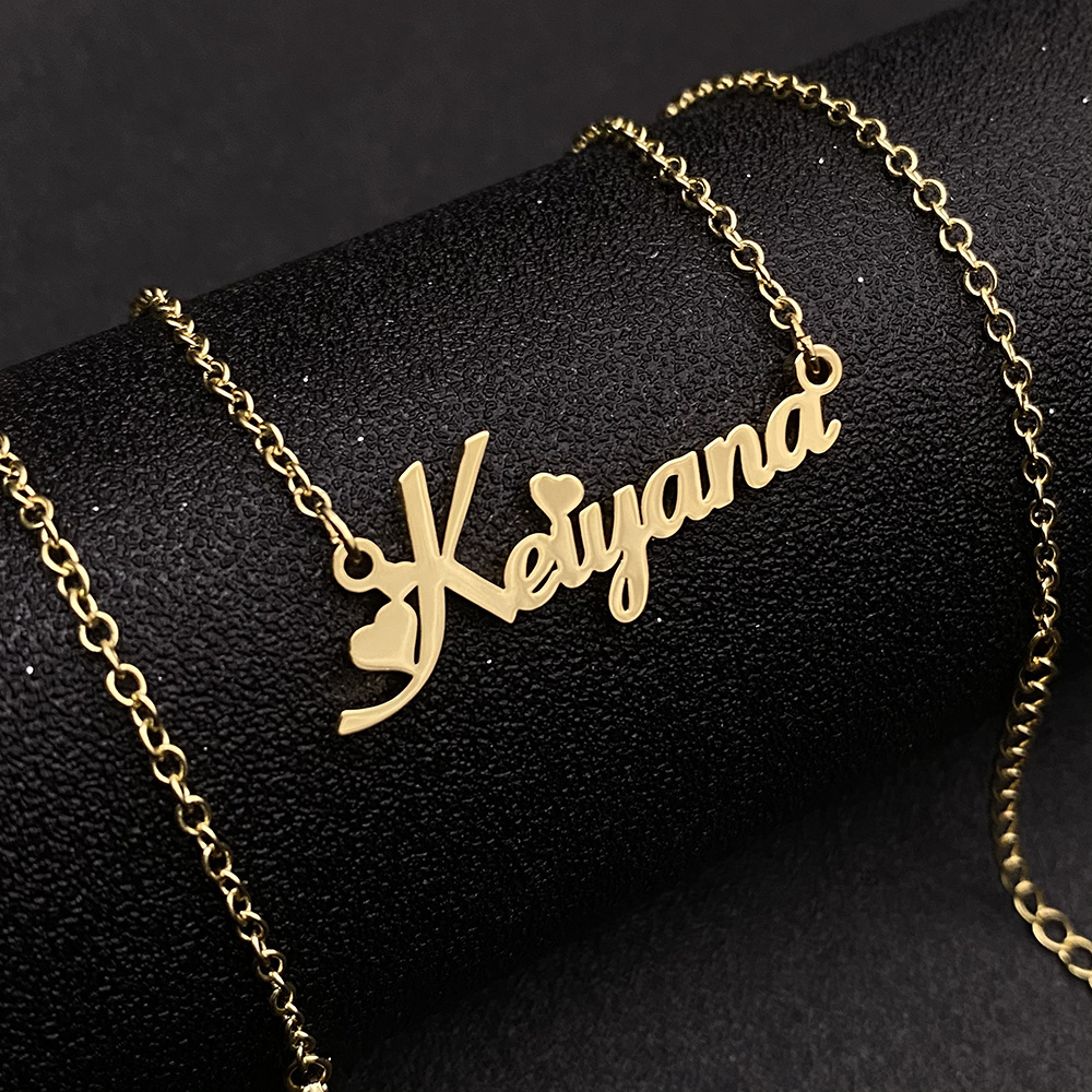 Customized Name Necklace Stainless Steel Letter Gold Choker Personalized Nameplate Necklace For Birthday Gift