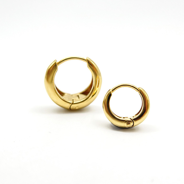 New Simple Round Ear Buckle 18k Gold Prime Loop Face Plain Hoop Earrings Stainless Steel Jewelry Making Supplies