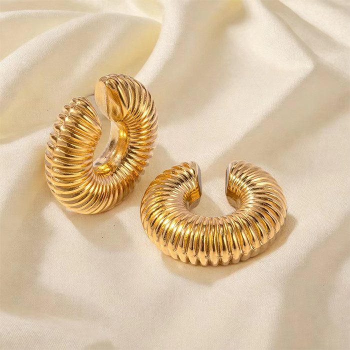 Hot Sale Water Drop Hypoallergenic Earrings Dupes  Small Thick Smooth Chunky Dome Wide 18K Gold Plated Hoop  Earrings