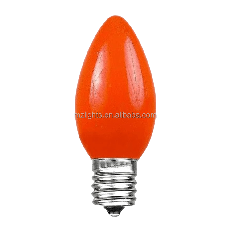 Commercial Retrofit SMD Bulb Ceramic Smooth LED C7 Christmas Lights Bulbs Orange for Outdoor Holiday Decorations