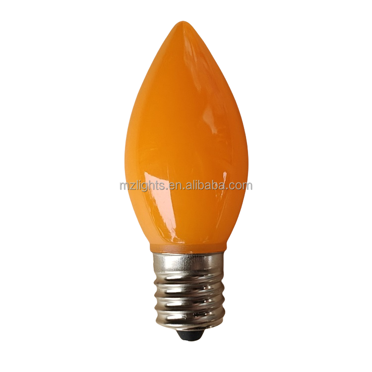 Commercial Retrofit SMD Bulb Ceramic Smooth LED C9 Christmas Lights Bulbs Orange for Outdoor Holiday Decorations