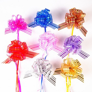 3cm Gauze Pom Pom Bow Gift Ribbon Christmas Festival Decoration Floral Wrap Wholesale Organza Pull String Bow Gift Packaging