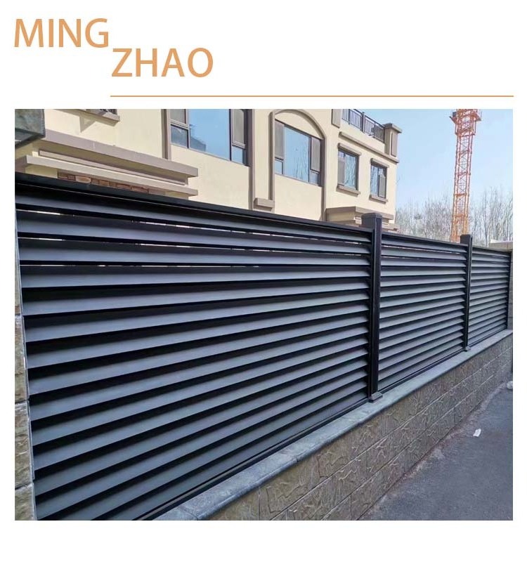 Modern new style black aluminium metal shutters garden privacy rust proof aluminum fence panels and gates