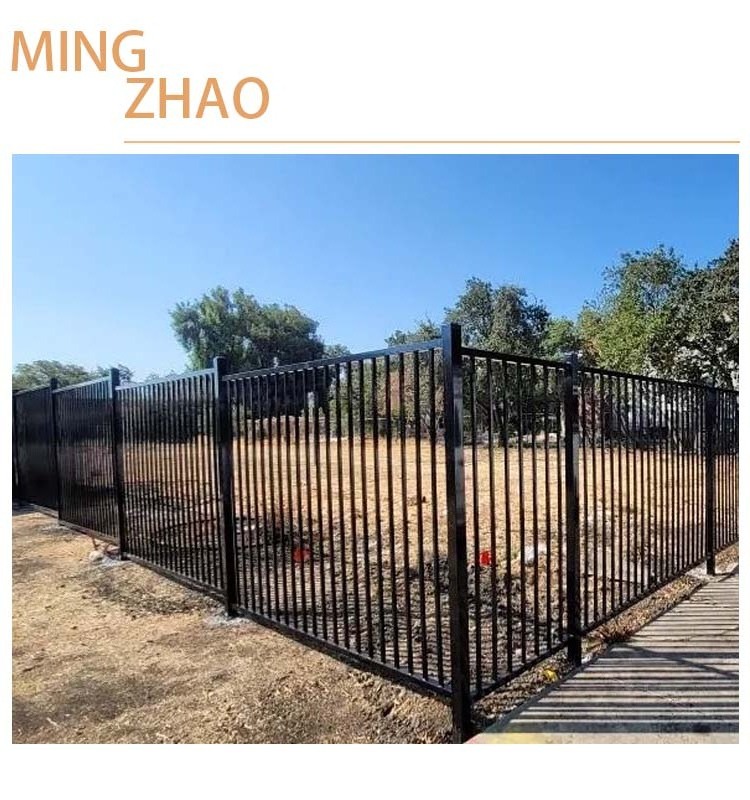 Online shopping modern black coated cheap wrought iron fence house fence