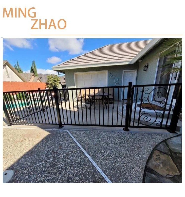 Online shopping modern black coated cheap wrought iron fence house fence