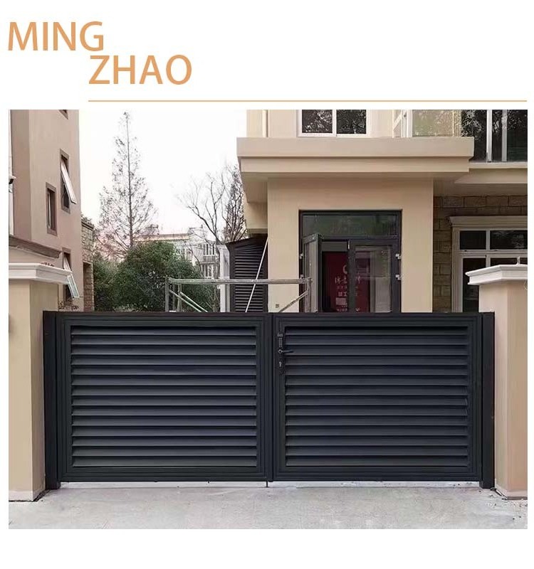 Modern new style black aluminium metal shutters garden privacy rust proof aluminum fence panels and gates