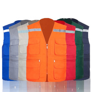 Colorful Safety Workwear Vest Outdoor Fishing Hunting Waistcoat Vest With Pockets For Men