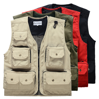 Men's Multi Pockets Cargo Vest For Climbing Shooting Photography Hooking Fisherman Journalist Fishing Vest Waistcoat