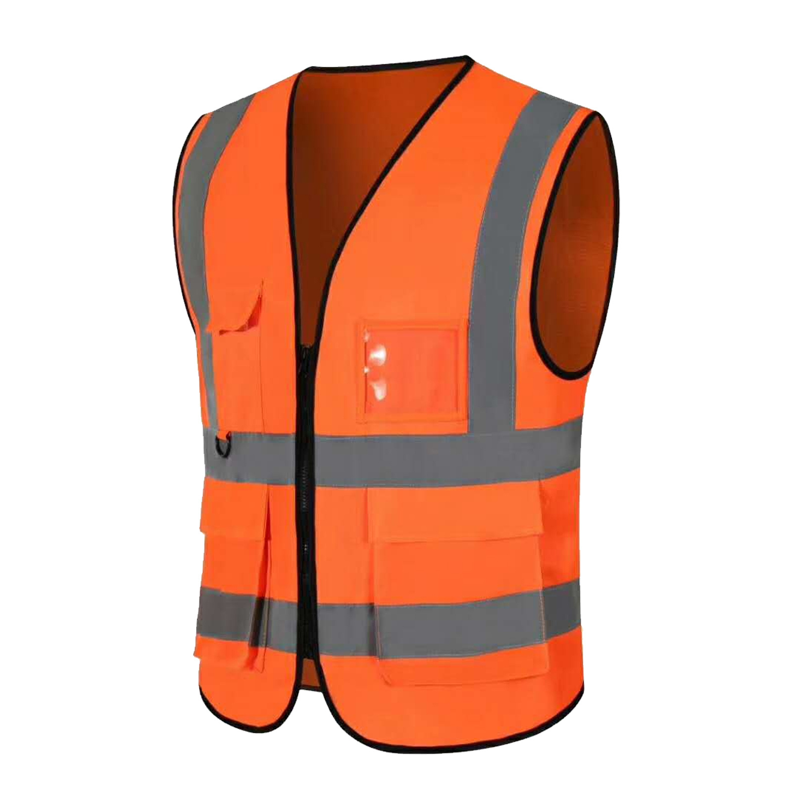 Multiple Pockets Class 2 Hi-viz Security Uniform Reflector Tape  Reflective Jacket Safety Vest with Logo