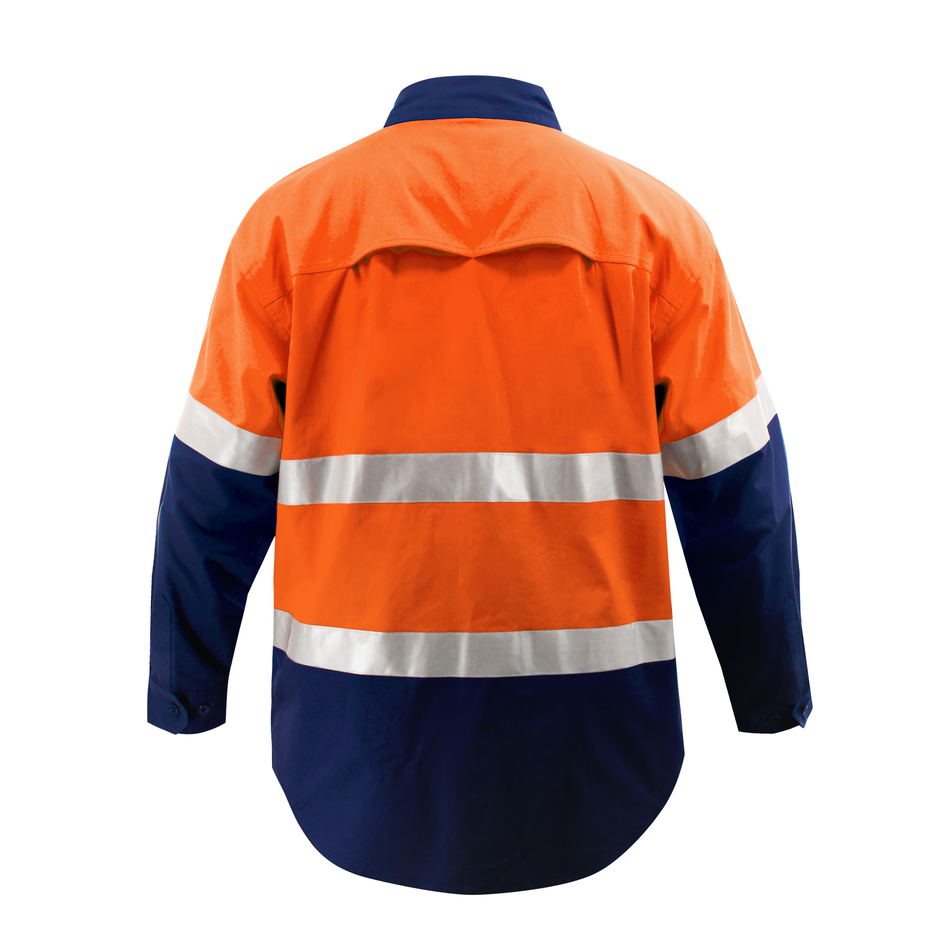 Two Tone Cotton Workwear Shirts Hivis Safety Work Shirt Reflector Men Long Sleeve Work Wear Custom Logo