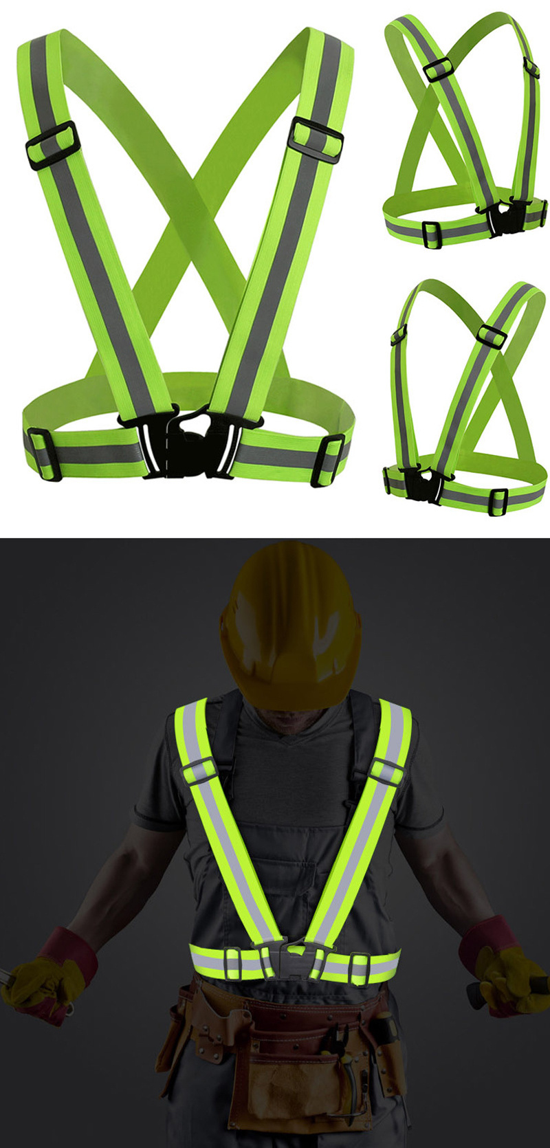 Wholesale High Visibility Safety Reflective Elastic Belt Fluorescent Cheap Reflective Vest Running Best