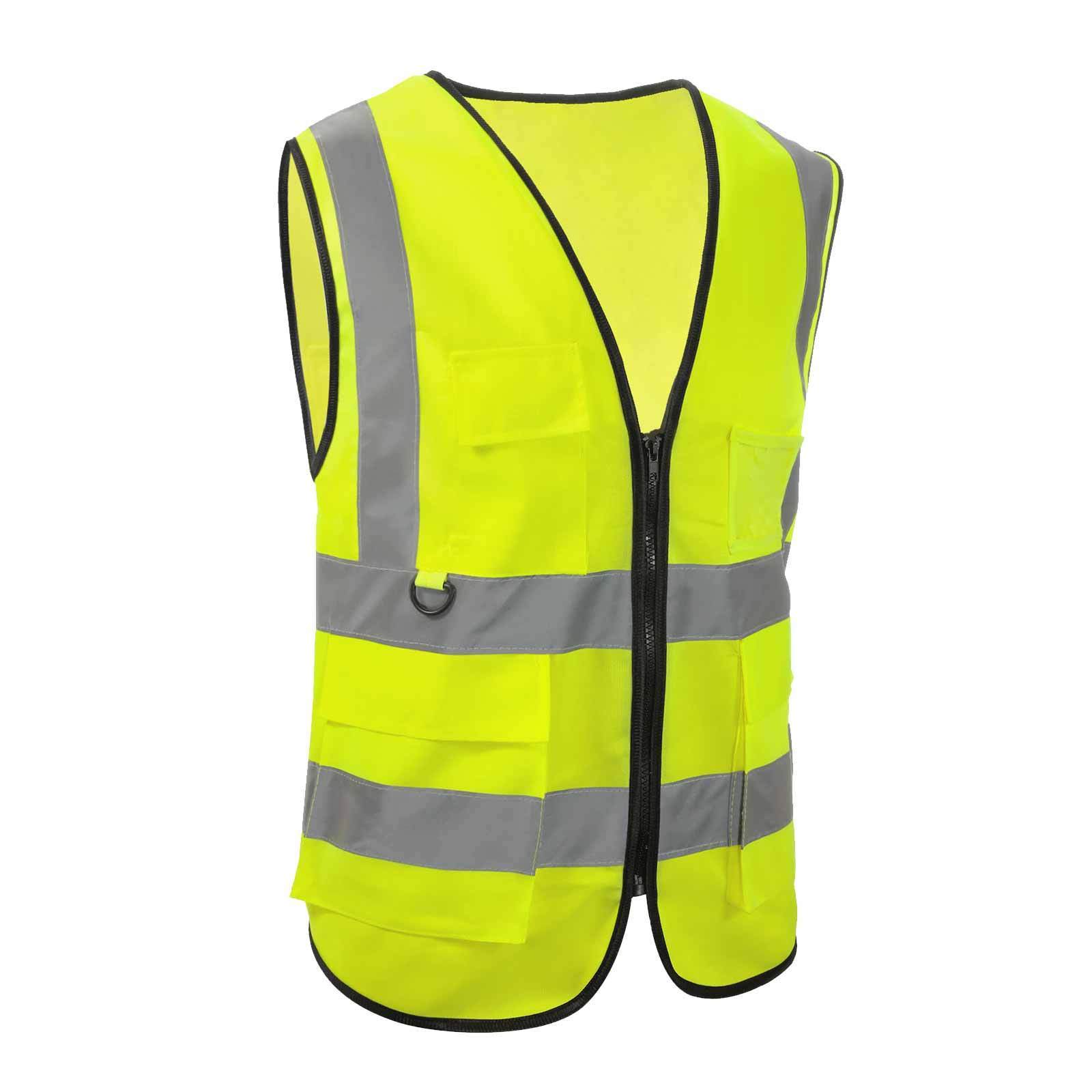 Multiple Pockets Class 2 Hi-viz Security Uniform Reflector Tape  Reflective Jacket Safety Vest with Logo