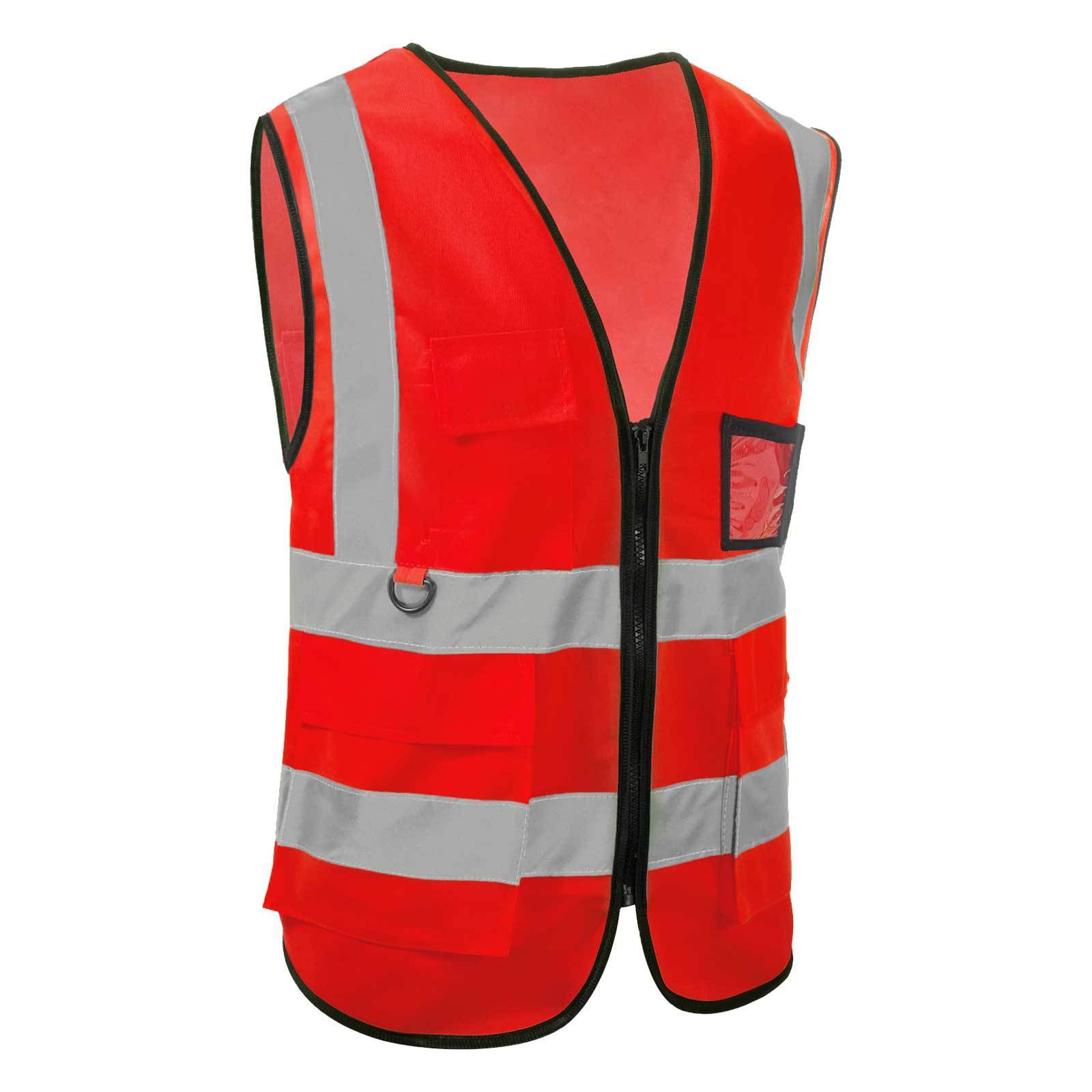 Multiple Pockets Class 2 Hi-viz Security Uniform Reflector Tape  Reflective Jacket Safety Vest with Logo