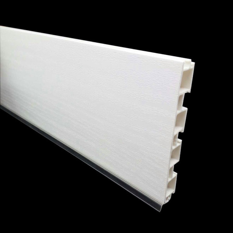 Wooden grain white PVC laminate plastic skirting boards