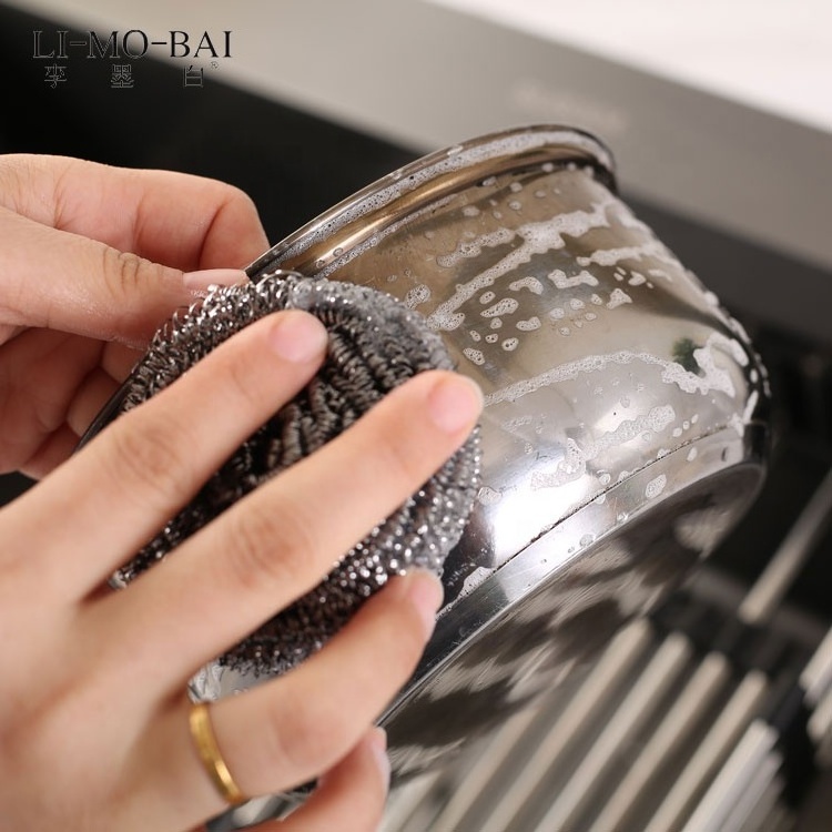 Kitchen cleaning stainless steel wire scourer ball silver metal pot pan dish scourer