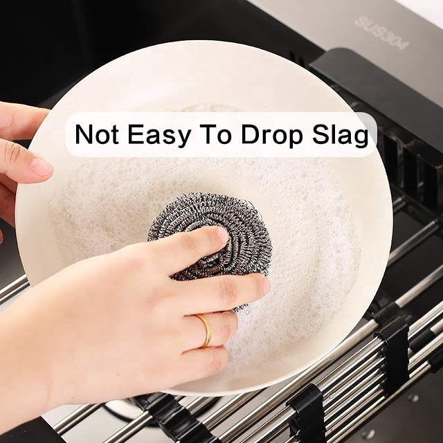 New Product Round Scrubber For Dish Stainless Steel Scourer Kitchen Clean Ball Steel Wool Sponge Scrubber