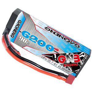 2023 News GNB GAONENG 6200MAH 2S 7.4V 90C T-PLUG RC LiPo Battery Cabled Hard Case Stick Pack 1:10 1/10 Racing Car Boat Hobby