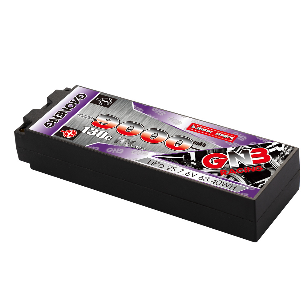 GNB GAONENG 9000MAH 2S 7.6V 130C Hard Case 5.0mm Built-in Bullet RC LiPo Battery Pack 1:10 1/10 RC Car Truck Boat Race HV LiHV