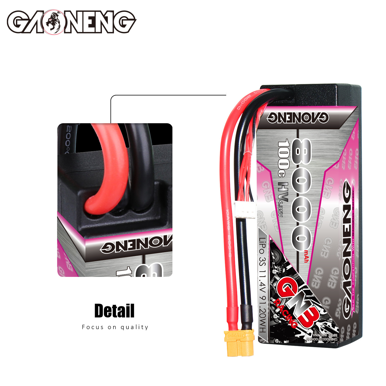 News GNB GAONENG 8000MAH 3S 3S2P HV 11.4V 100C 200C RC LiPo Battery XT60 1/8 1/10 scale RC Racing Car Hard Case Truck Buggy LiHV