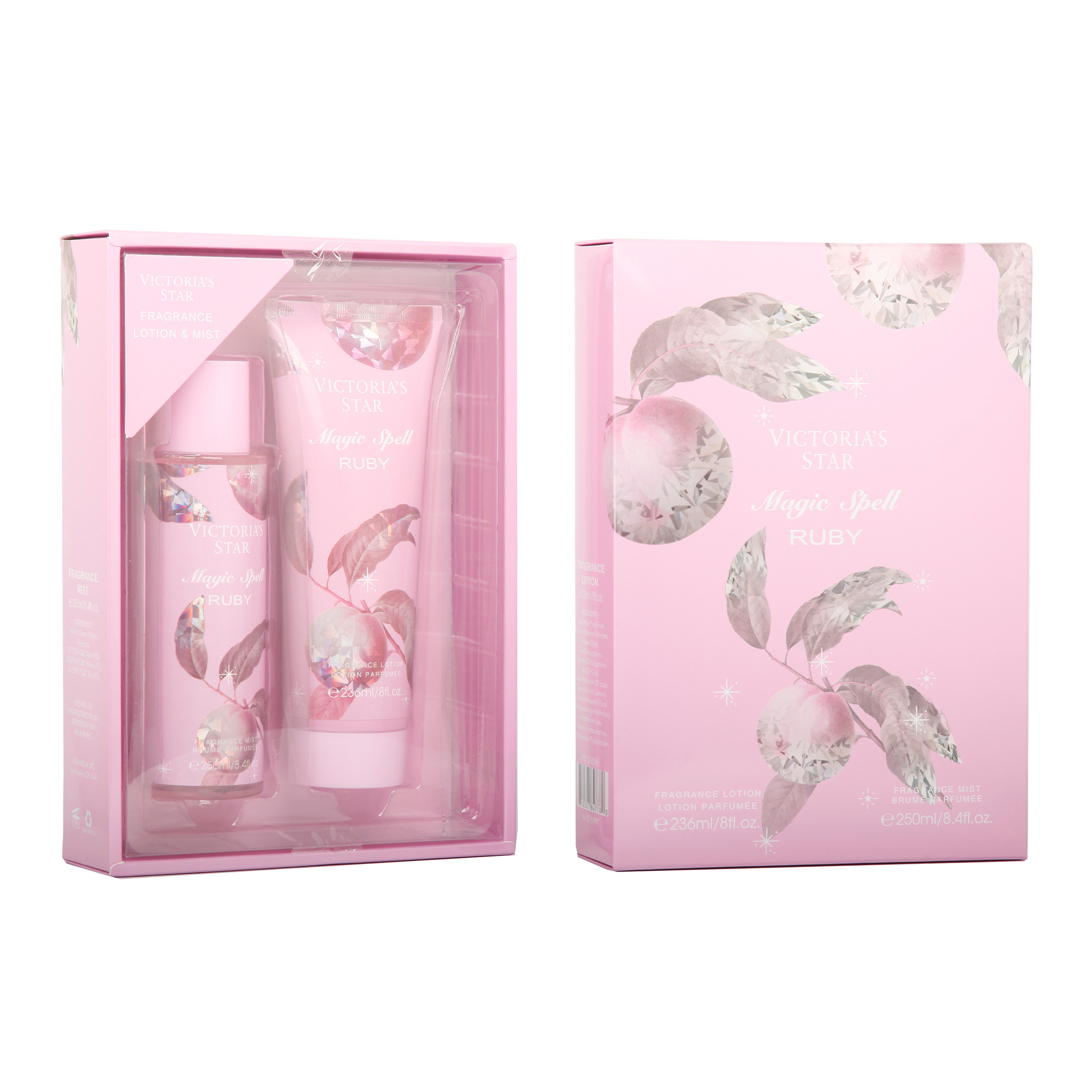 2022 Wholesale Gift Set Box 250ml glitter perfumes body spray with 236ml body whitening lotions for women  SG0057