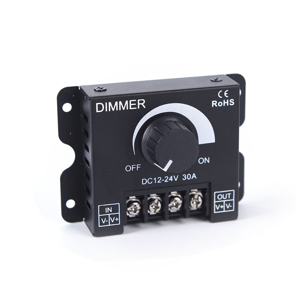 Adjustable Brightness LED Dimmer Switch 30A DC 12V 24V 360W Power Supply Controller Single Color Light Bulb Strip Driver