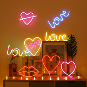 Colorful Pink Led Night Light for Bedroom Decor Neon Sign Wallpaper Christmas Neon Bulb