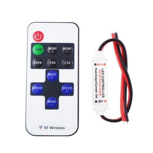 Mini DC 12V Led Controller Dimmer 6A Wireless RF Remote Control Single Color 3528 5050 5630 2835 led strip