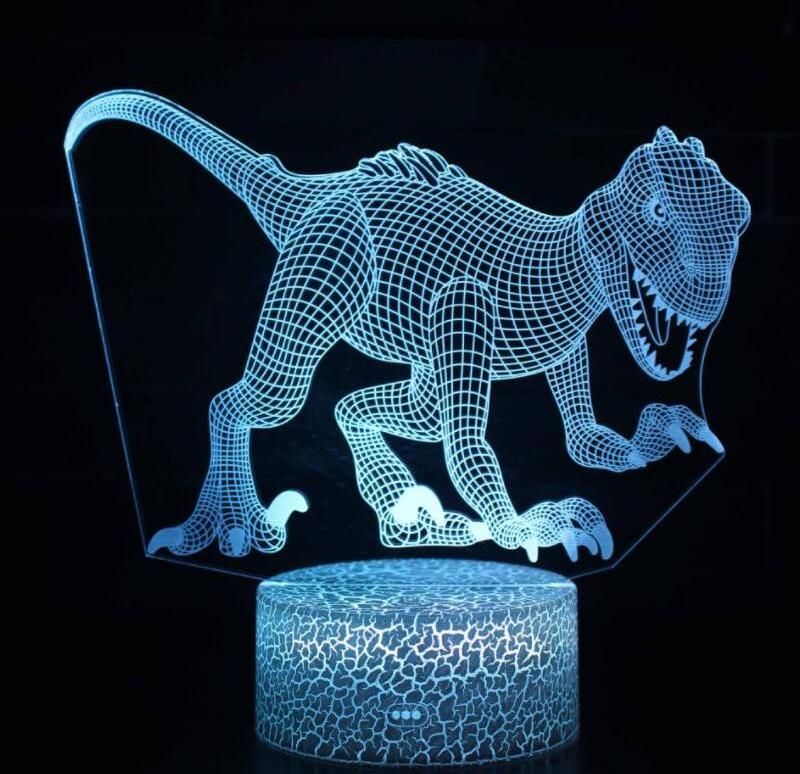 3D Illusion Dinosaur Night Lamp with Touch Control Animal LED Light with Color Changing Function