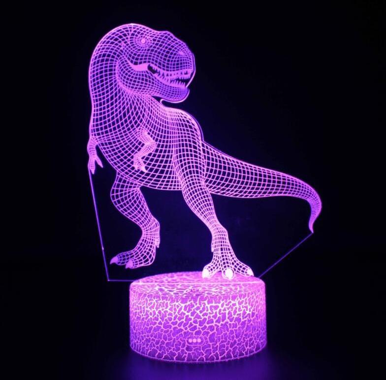 3D Illusion Dinosaur Night Lamp with Touch Control Animal LED Light with Color Changing Function