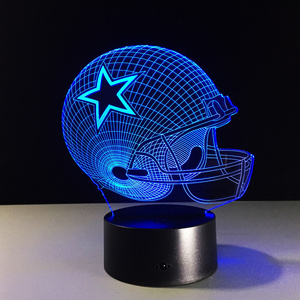 NFL Dallas Cowboys Football Lamp with 3D Illusion LED Lights Rechargeable Acrylic Lighting for Decoration Touch Control Mode