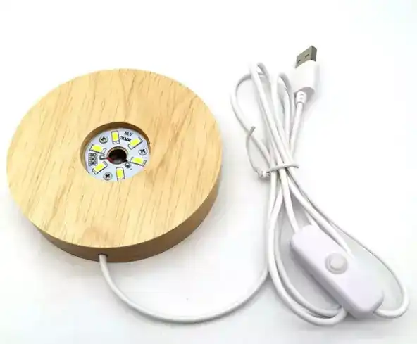 Round Wooden Led lamp base USB Cable switch Modern Night Light For 3D Led night lamp