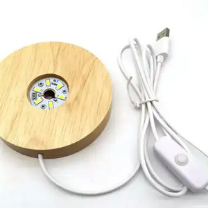 Round Wooden Led lamp base USB Cable switch Modern Night Light For 3D Led night lamp