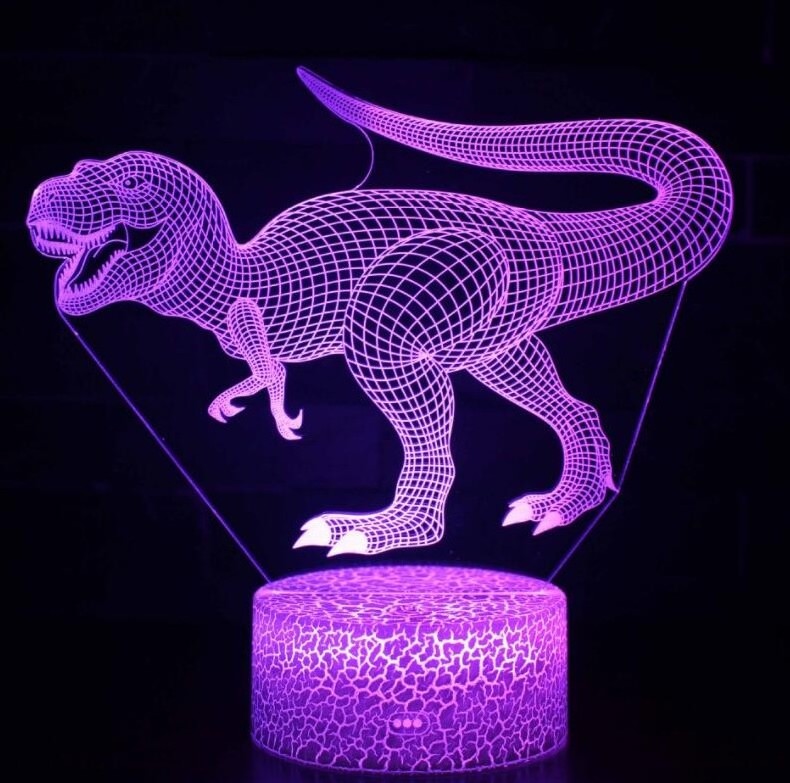 3D Illusion Dinosaur Night Lamp with Touch Control Animal LED Light with Color Changing Function