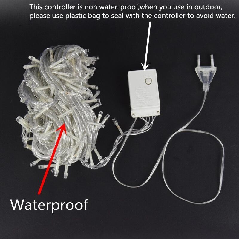 waterproof 220V EU 110V US plug 8 mode flashing light connectable fairy christmas light 10m 20m 30m 50m 100led led string