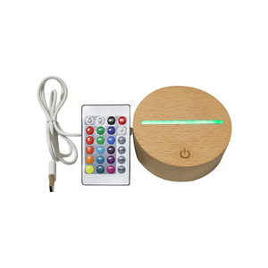 USB Powered Small round LED Wooden Base Night Light Remote Control Friendship Lamp with RGB Lighting for Acrylic for Bedroom