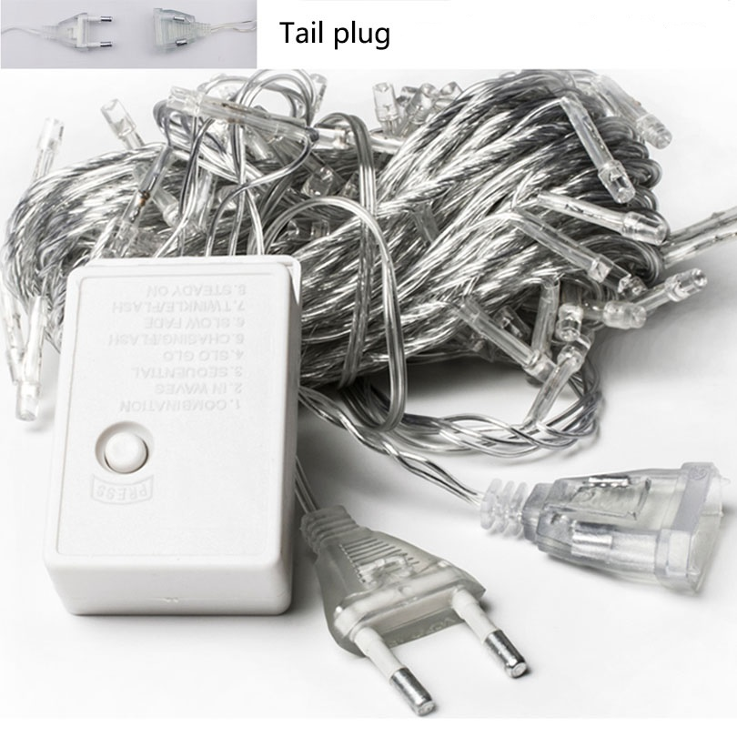 waterproof 220V EU 110V US plug 8 mode flashing light connectable fairy christmas light 10m 20m 30m 50m 100led led string