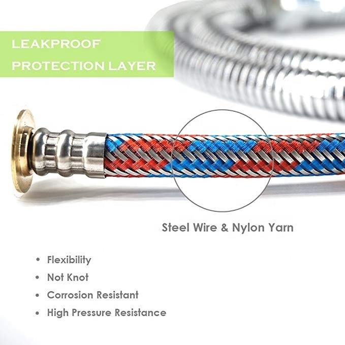 48-Inch Flexible Metal Stainless Steel Shower Hose/Hose Faucet for Bathroom Toilet Handheld Showerhead Bidet Sprayer