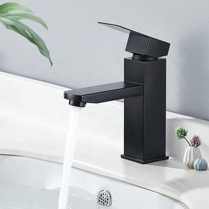 NZMAN Water Saving Bathroom Tap, Matt Black Square Bathroom Sink Tap,  Stainless Steel Tap Bathroom Mixer Tap Bathroom Tap