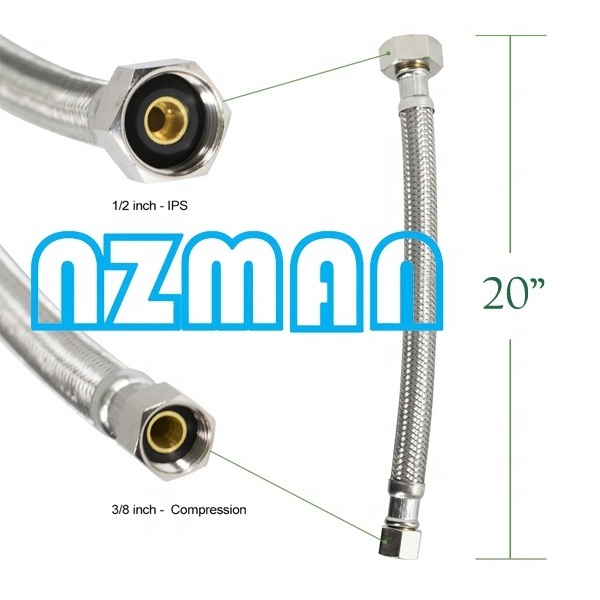 NZMAN 59 Inch Braided Stainless Steel Hose - 3/8